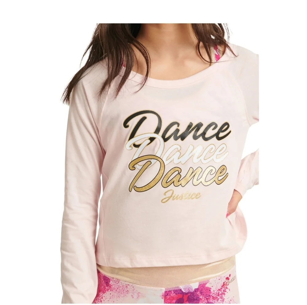 Justice Girls Long Sleeve Dance T-Shirt, Sizes XL(16-18) - Picture 1 of 9